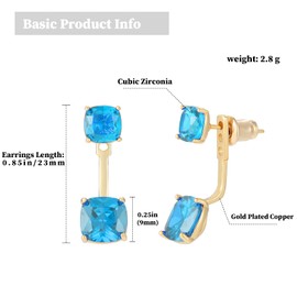 Front Back Earrings for Women - 2 in 1 Stud Earring Jackets Double Pearl Colour Zircon Adjustable Drop Jewelry