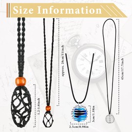 Shappy 66 Pieces Crystal Necklace Holder Empty Stone Holder Spiral Bead Cages Pendants with Adjustable Cord Fish Netted Rope Black Waxed Necklace Cord for Rock Jewelry Making Crafting Finding