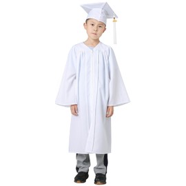 GraduatePro Kindergarten Graduation Cap and Gown Class of 2025 Tassel Set for Preschool Kids Ceremony Party Gift White 33