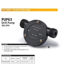 ECO-FLO Products PUP63 Water Transfer Drill Pump, 300 GPH