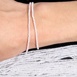 Song Xi 180pcs 2mm Natural White Moonstone Gemstone Faceted Round Loose Stones for Bracelet Jewelry Making, Small Stones for Christmas Gift for Women