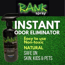 Rank Spray - Odor Eliminator for Sports Gear and Clothing. Uses Proprietary OAM odor eliminating technology Two 16 oz Bottles. Unscented