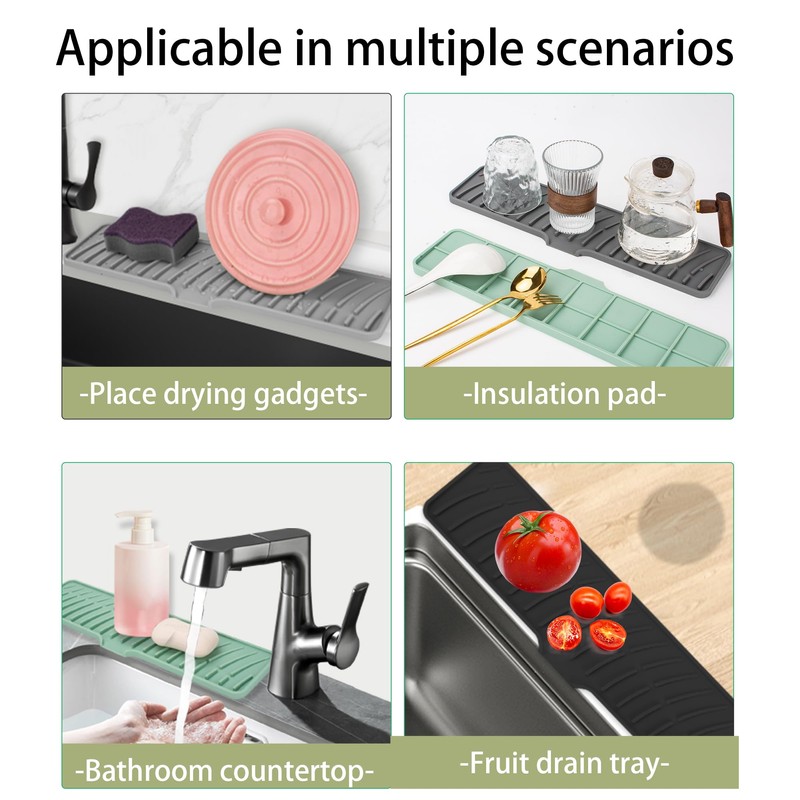 Volminex Tap Mat for Kitchen Sink (Black, 42 cm)