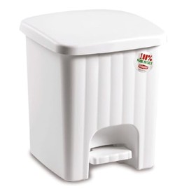 Stefanplast Pedalina Square Dustbin, White, 4.5 Litre