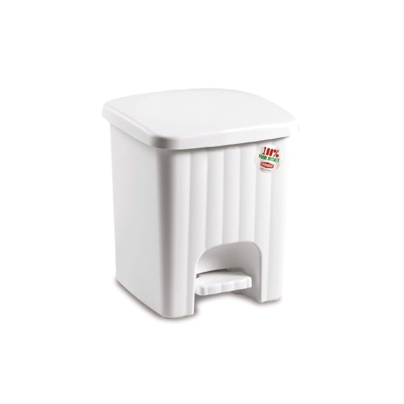 Stefanplast Pedalina Square Dustbin, White, 4.5 Litre