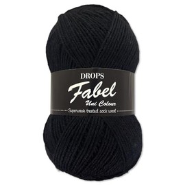 Frida's Wollhaus Drops 50 g Fabel Sock Wool Virgin Wool Superwash Yarn Knitting Crochet 45 Colours (400 | Black)