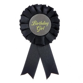 COLORFUL BLING It's My Birthday Ribbon, Satin Fabric Happy Birthday Birthday Queen King Ribbon Tinplate Badge Pin for Girls, Boys, Award Rose Badge Brooch Party Decoration-Girl Black