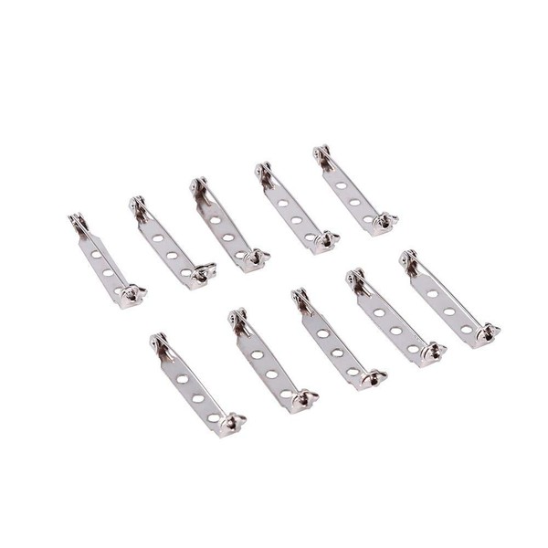 Safety Clasps 50 Pieces Lapel Pin Silver Tone Brooch with Safety Clasp Brooch Pins for Return of Catch Silver (32mm)