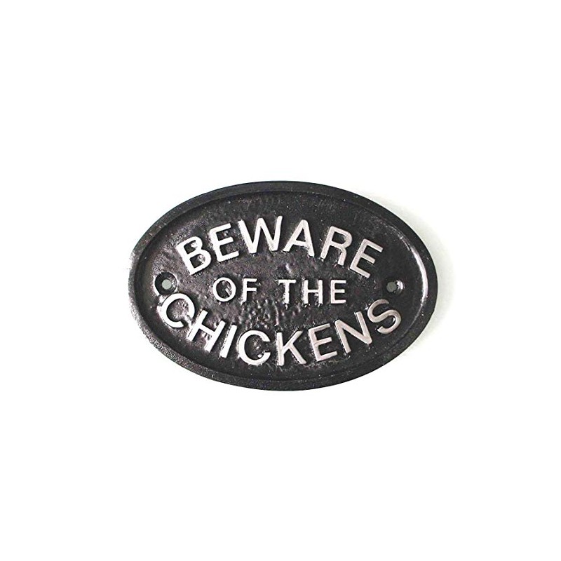 Silver "Beware of the Chickens" Coop,Gate or Wall Sign in