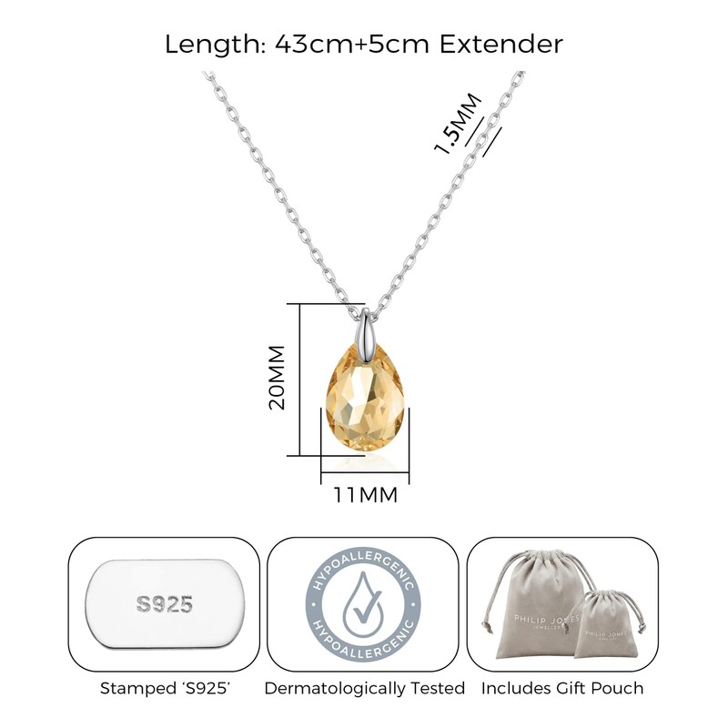 Philip Jones Sterling Silver Golden Shadow Necklace Created with Zircondia®