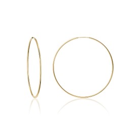 PORI JEWELERS Real Solid 14K Gold 1MMx10MM Round Endless Hoop Earrings -Great for Earrings, Second Hole, Lip, Nose, or Cartilage Piercings