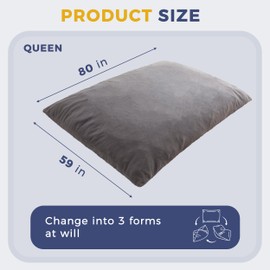 MAXYOYO 3 in 1 Bean Bag Chair, Giant Bean Bag Sofa Bed, Floor Mattress with High-Density Foam Filling and Machine Washable Cover, Bean Bag Chair for Adult