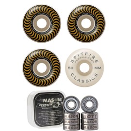 Spitfire Skateboard Wheels 50mm 99A Formula 4 Classics with Bronson Pro G3 Bearings