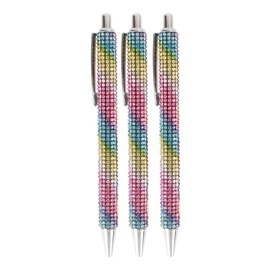 LA HUATE 3pcs Bling Crystal Diamond Pens Metal Ballpoint Pens 0.7MM Black Ink Refill Click Pens Business Wedding School Office Supplies