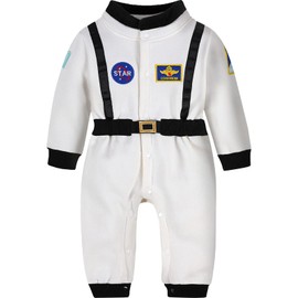MOMBEBE COSLAND Children's Astronaut Costume, Astroonaut for Carnival Fancy Dress Costumes, White, 12-18 Months