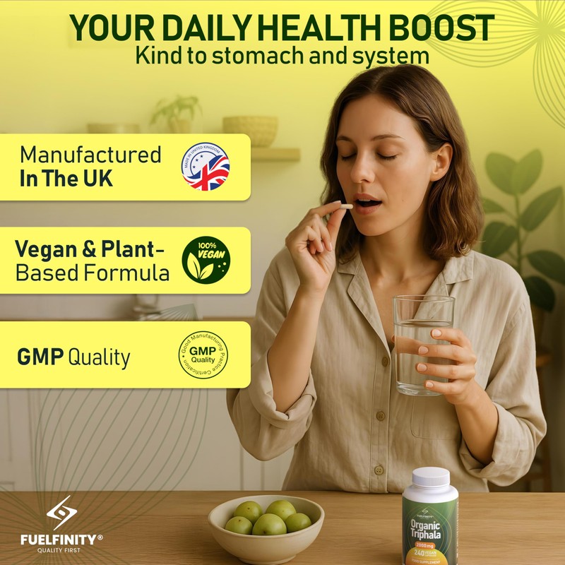 Triphala Powder Organic Capsules - 2000 mg - 240 Capsules