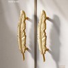 LFWATAXY 2PCS Solid brass feather cabinet drawer handle knob, gold