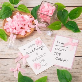 Mxxipp 40pcs Mini Pink Ribbon Bows, Small Satin Ribbon Bow, Cute Soft Bowknot Sewing Accessories for Flowers Bakery Wrapping Christmas Wedding Birthday Party Decoration- 2 Styles