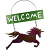 Roots & Shoots Welcome Pretty Garden Metallic Unicorn Tin Hanging