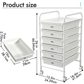 Vivihomety 6-Drawer Rolling Storage Cart, Plastic Drawer Storage Organizer Rolling Cart, Multipurpos Utility Cart for Classroom Art Craft Supplies Dresser Closet Bathroom Bedroom Kitchen Office School
