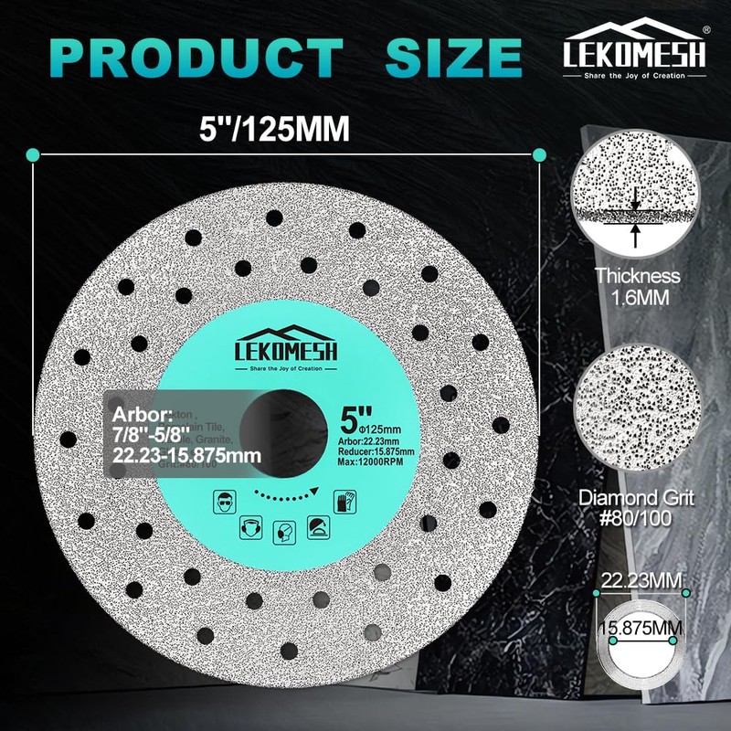 LEKOMESH Rock Slab Grinding Disc - 5 inch Glass Cutter