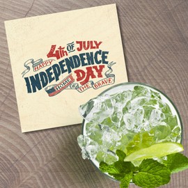 Unbranded Independence Day USA Retro 4'' X 4'' Square Wooden Coaster