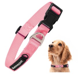 Betmaypet Dog Collar, Adjustable Nylon Puppy Collar with Quick-Release Buckle, Dog Collars for Small Medium, and Large Breed Size Dogs (Pink, S)