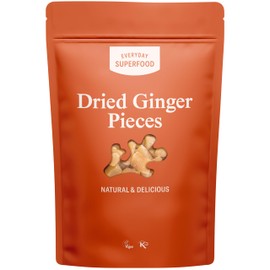 Everyday Superfood Dried Ginger Pieces 190 Grams, No Added Sugar-Coating Not Crystallised Ginger Chunks, Sweet Hot and Spicy Ginger Root Natural