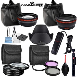 58MM Commander Optics Wide + Telephoto Lens & Filters Accessory Bundle Kit for Canon EOS Rebel DSLR Cameras, 18 Accessories