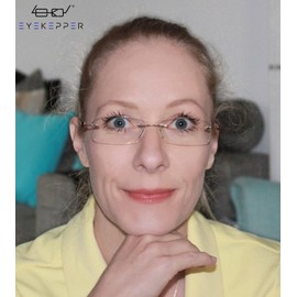 Eyekepper Small Lenes Rimless Reading Glasses Women - Frameless Reader Eyeglasses for Men Reading with Tortoise Arms +4.00