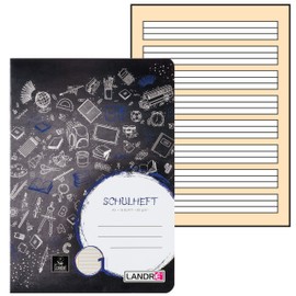 Landre 100050067 A5 Notepad with 16 Pages of 80 gsm Fine Wood-Free Writing Paper with Type 1 Ruling [Pack of 10 IN 3 Assorted Designs]