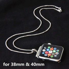 Stainless Steel Chain Necklace Smartwatch Band 38mm Series 3 2 1 / 40mm Series 4 New Polished Silver Metal Box Chain Strap Rope Neckband Replacement Accessories Wearable Technology Women Men