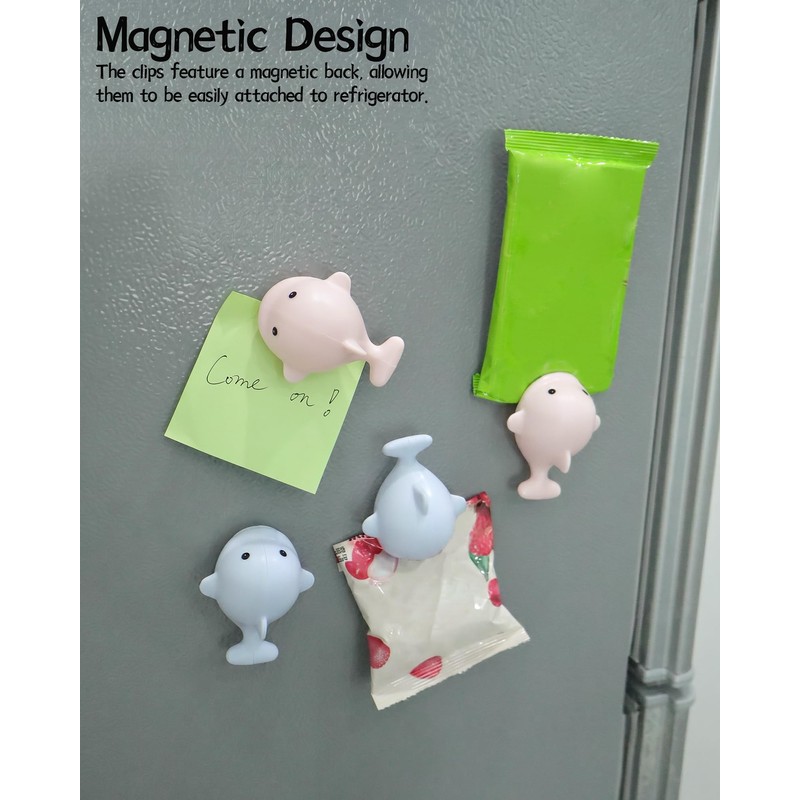 4 Pieces Whale Bag Clips - Magnetic Fridge Clip for