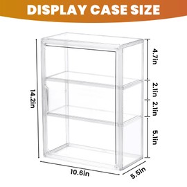 ToBeAce Acrylic Display Case for Collectibles, Clear Adjustable Figure Display Case with Magnetic Door, Stackable Storage Box Showcase with 2 Shelves for Action Figures, 15-17cm Dolls, Toys, 1 Pack