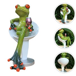 Beavorty Frog Ornaments Garden Sculptures & Statues Garden Statues Wild Animal Figures Toys Frogs Frog Decor Mini Figurines Frog Statue for Garden Miniature Resin Zen Garden Student