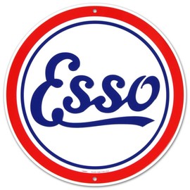 Esso Oil Gasoline Logo Round Tin Sign 12 x 12in