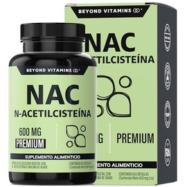 Beyond Vitamins | NAC N-Acetil Cisteína 600mg ultra-premium con Inulina de Agave | N-Acetyl Cysteine (60 Cápsulas)