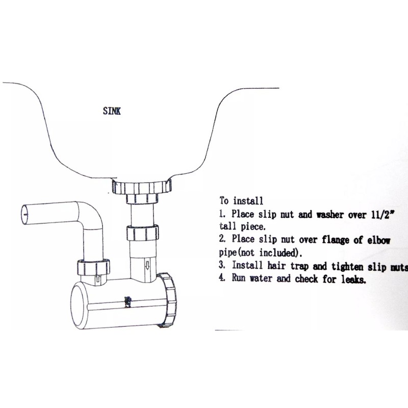 Universal P-Trap Shampoo Bowl Sink Hair PVC Beauty Barber Salon