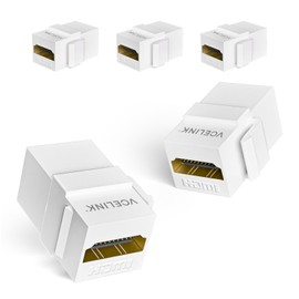 VCELINK 5-Pack 8K HDMI Keystone Jack with 8K 60Hz and 4K 120Hz, HDMI 2.1 Female to Female Adapter 48 Gbps, Snap-in 180 Degree Angle Connector for Wall Plate, Gold Plated, White