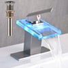 AVSIILE LED Bathroom Sink Faucet, Brushed Nickel Waterfall Single Hole
