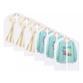 AutoWT Fundas Colgante Para Ropa Polvo Protector 6 Pzas, 60x80cm Color Blanco