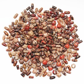 500pcs Mixed Painted Drum Wood Spacer Beads, BetterJonny Barrel Wood Beads Loose Wood Beads Bulk for Hair, DIY Making Bracelet Necklace Jewelry Craft Project