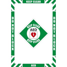 NMC AED, Keep Clear Walk-On Floor Marking Kit with Textured Non-Slip Surface, Configurable (Includes 12 X 12 Center Floor Sign and Marking Strips with Corner Angles), WFKSM03