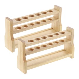PATIKIL 6 Holes Tube Rack, 2Pcs 22mm Round Hole Wooden Tube Holder Stand Suitable for 22mm Dia Tube for Laboratory Scientific Experiments Classroom, Wood Color