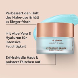 M. Asam M. Asam MAGIC FINISH Hydrating Primer (20 ml)  Moisturizing primer for extra-long makeup wear, refreshes the skin & plumps up wrinkles, with aloe vera & hyaluronic acid, vegan & fragrance-free