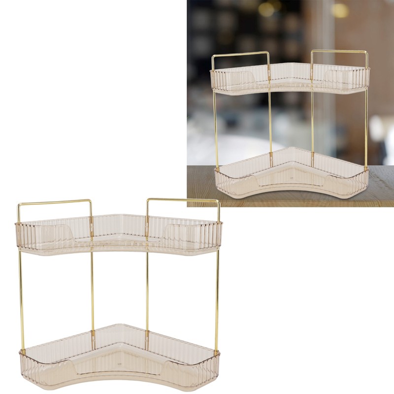 2 Tier Corner Bathroom Countertop Organizer Space Saving Easy Assembly
