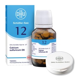 DHU Schüßler-Salz Nr. 12 Calcium sulfuricum D6 – Das Mineralsalz der Gelenke – das Original – umweltfreundlich im Arzneiglas, 200 St. Tabletten mit Tablettendöschen