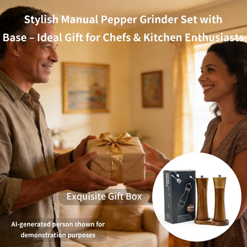 Amestar 2 Pack Acacia Wooden Salt and Pepper Grinder Set,