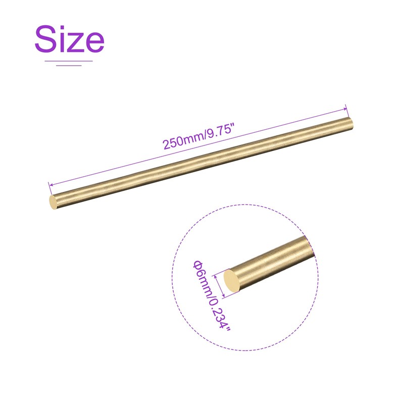 DMiotech 1 Pack 6 mm x 250 mm Brass Solid