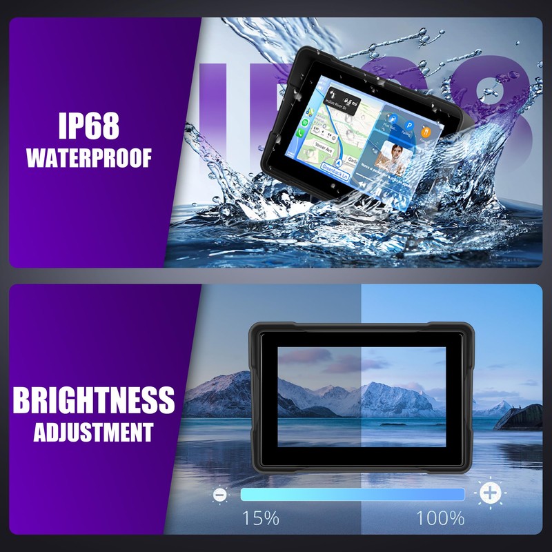 Rimoody 7 Inch Motorcycle Carplay Screen with Wireless Carplay Android